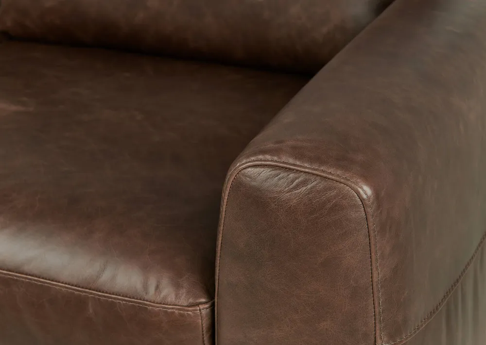 Kaston Leather Sofa -Sevilla Brunette