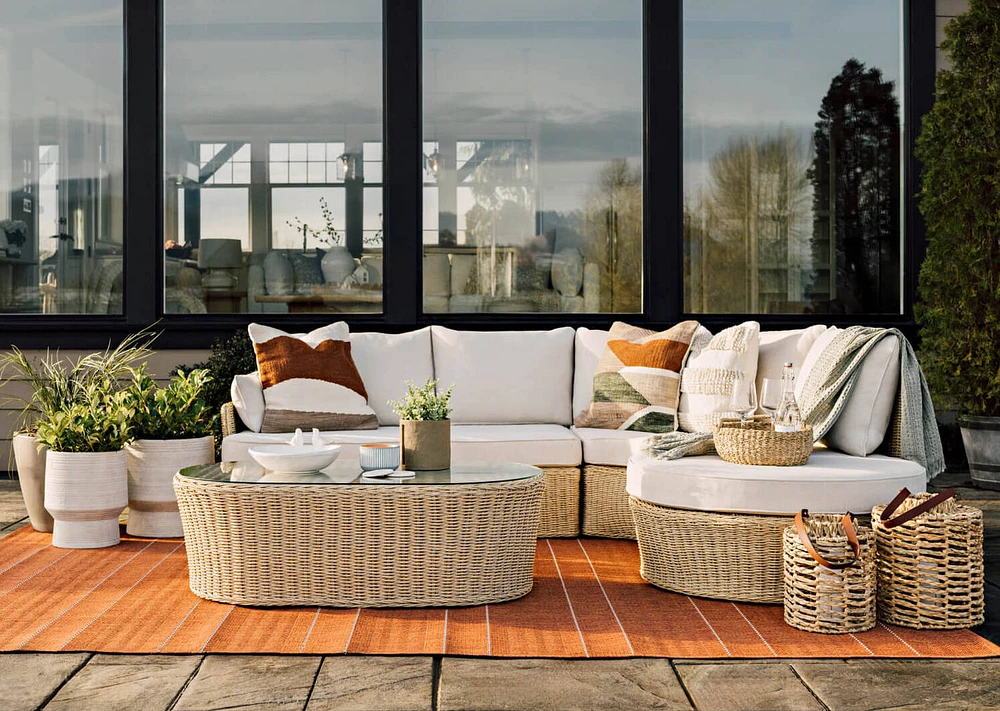 Tova Outdoor Pillow 21x21 Rust/Ivory