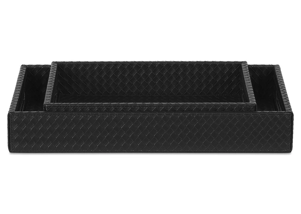 Fraser Faux Leather Tray Large Black