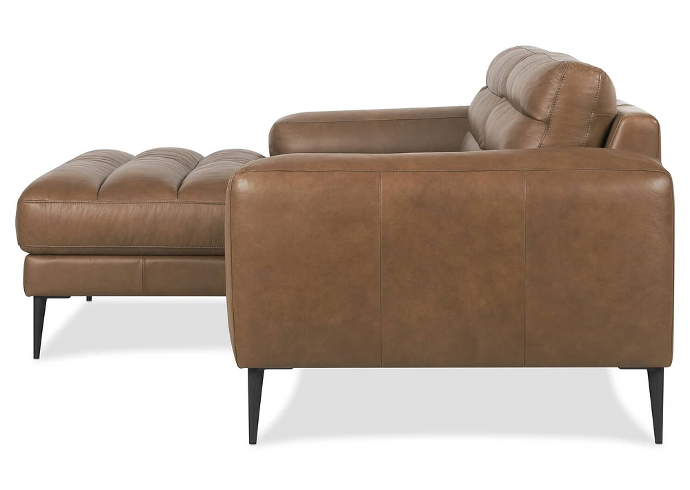 Scotley Leather Sofa Chaise LCF -Leo Mocha