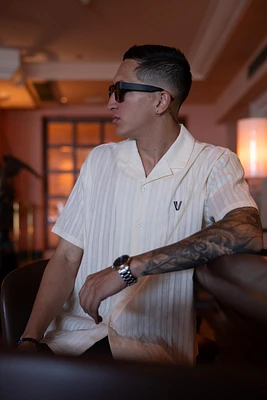 Cream solid shirt