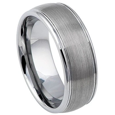 Domed Brushed Center Stepped Edge - 8MM Band
