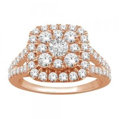 1 Ct. T.w. Diamond Double Halo Split Shank Engagement Ring