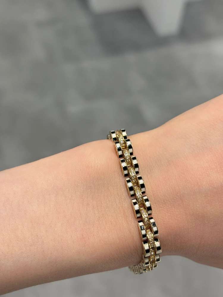 Enamel Diamond link Bracelet