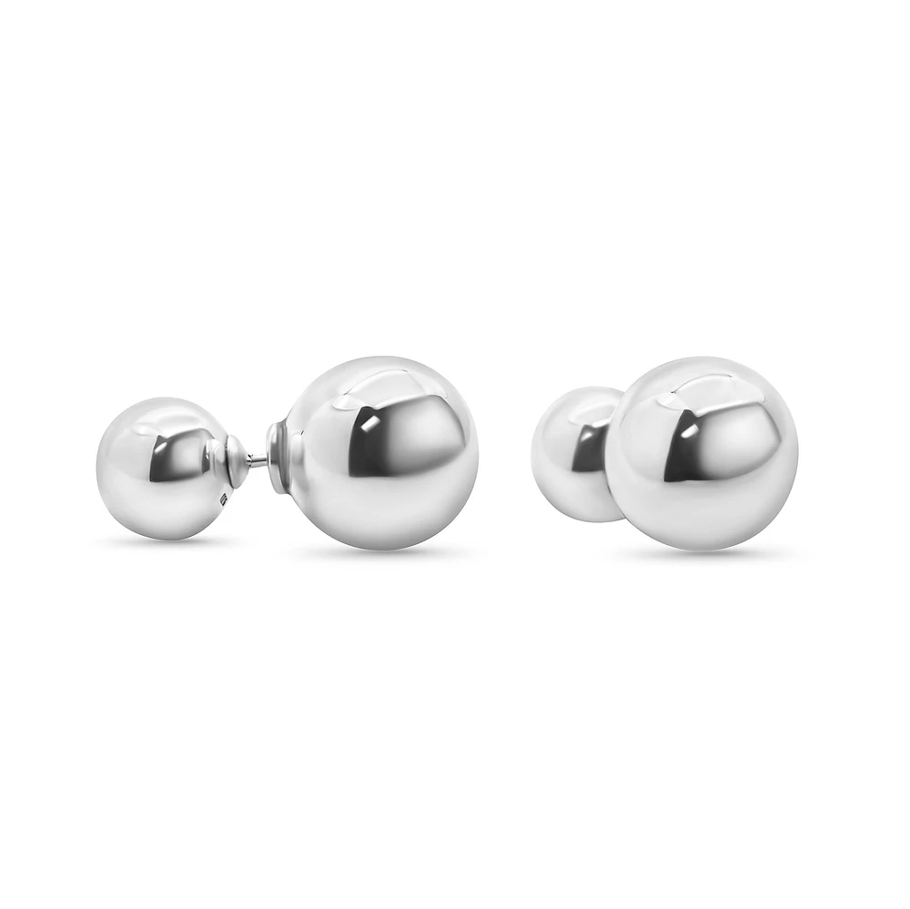 Silver  2 Side Sphere Earring