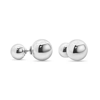 Silver  2 Side Sphere Earring