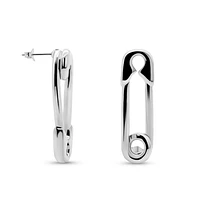 Silver Safety Pin Earring