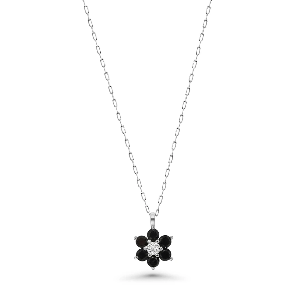 Black Diamond Flower Pendant