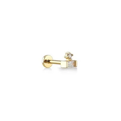 Mini Baguette Flat Back Stud Piercing -Single