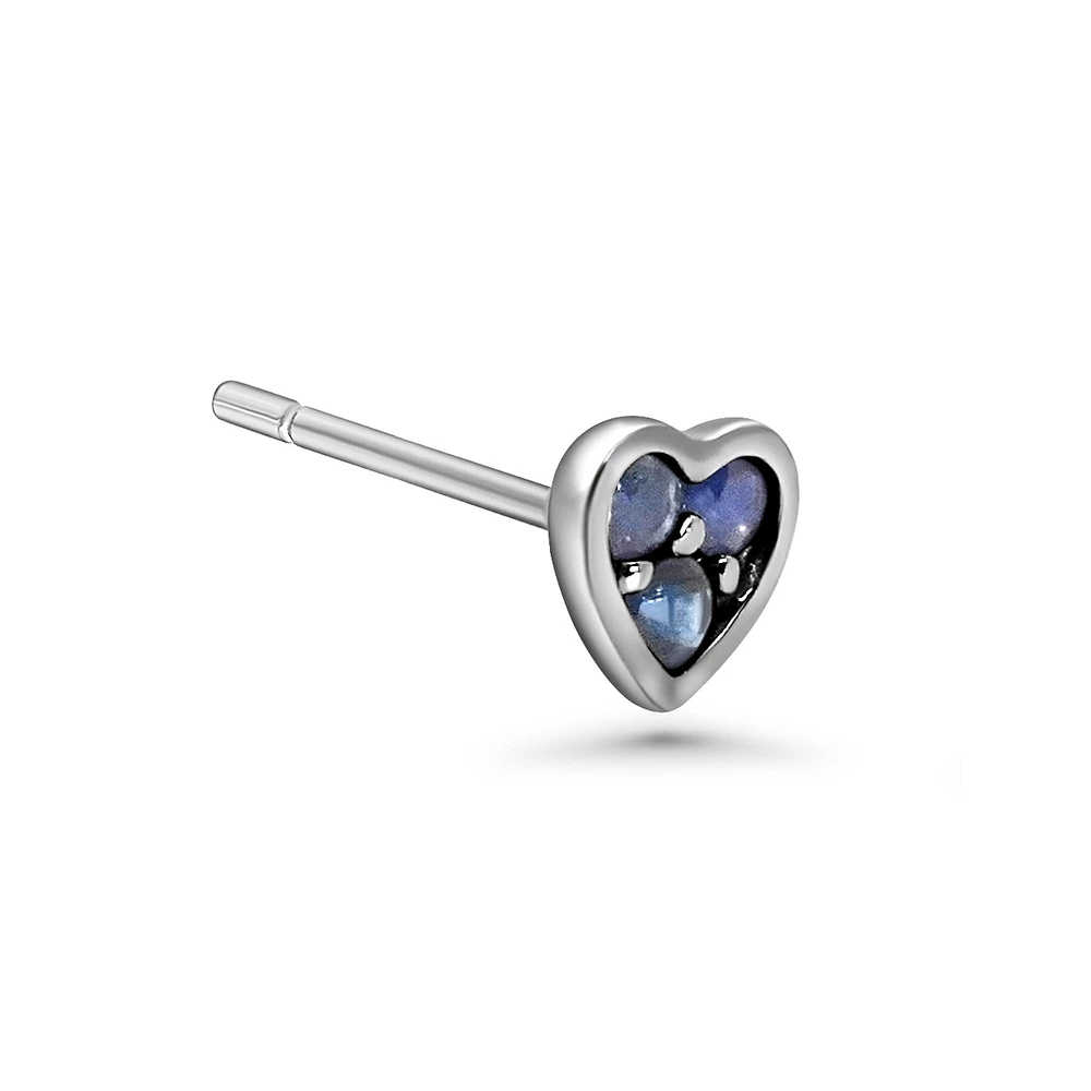 Sapphire Heart Stud