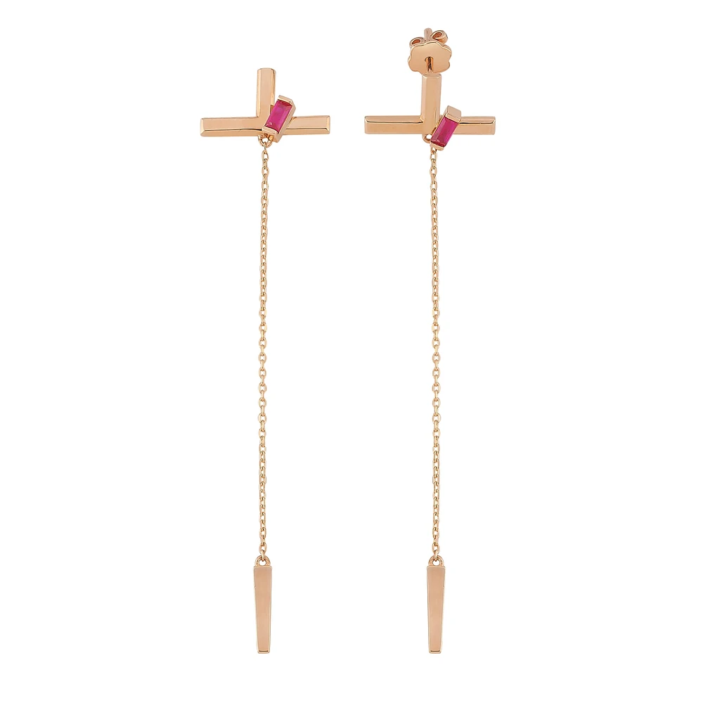 Cross and Stone Single Earrings