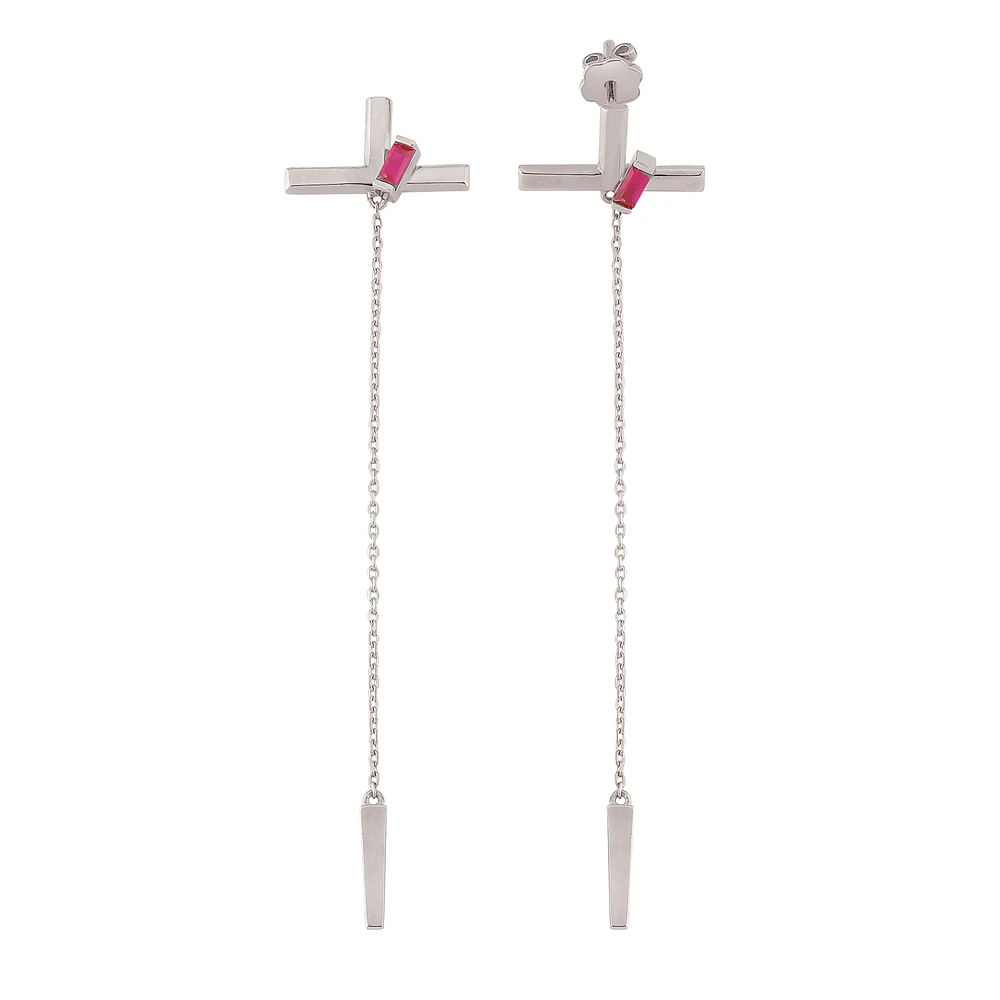 Cross and Stone Single Earrings