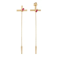 Cross and Stone Single Earrings