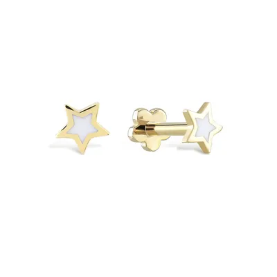 Enameled Golden Star Piercing -Single