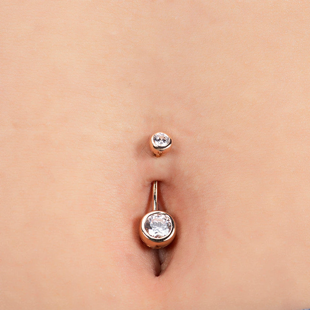 Two Stones Golden Belly Piercing