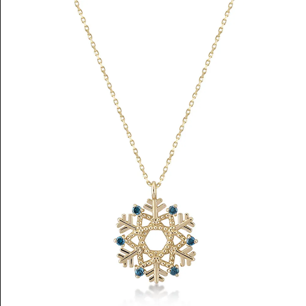 Blue Diamond Snowflake Necklace