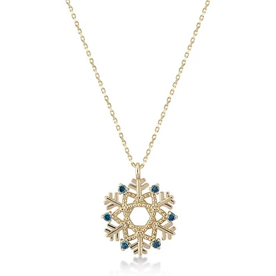 Blue Diamond Snowflake Necklace