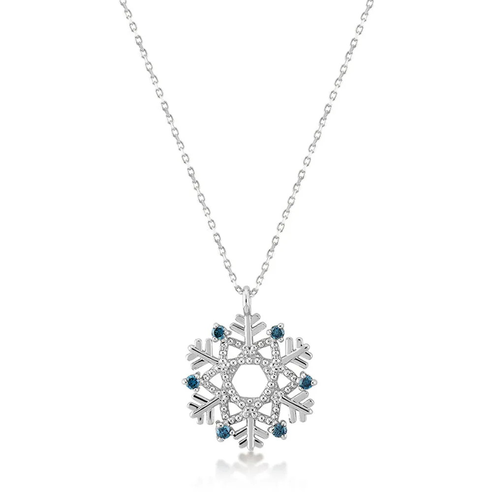 Blue Diamond Snowflake Necklace