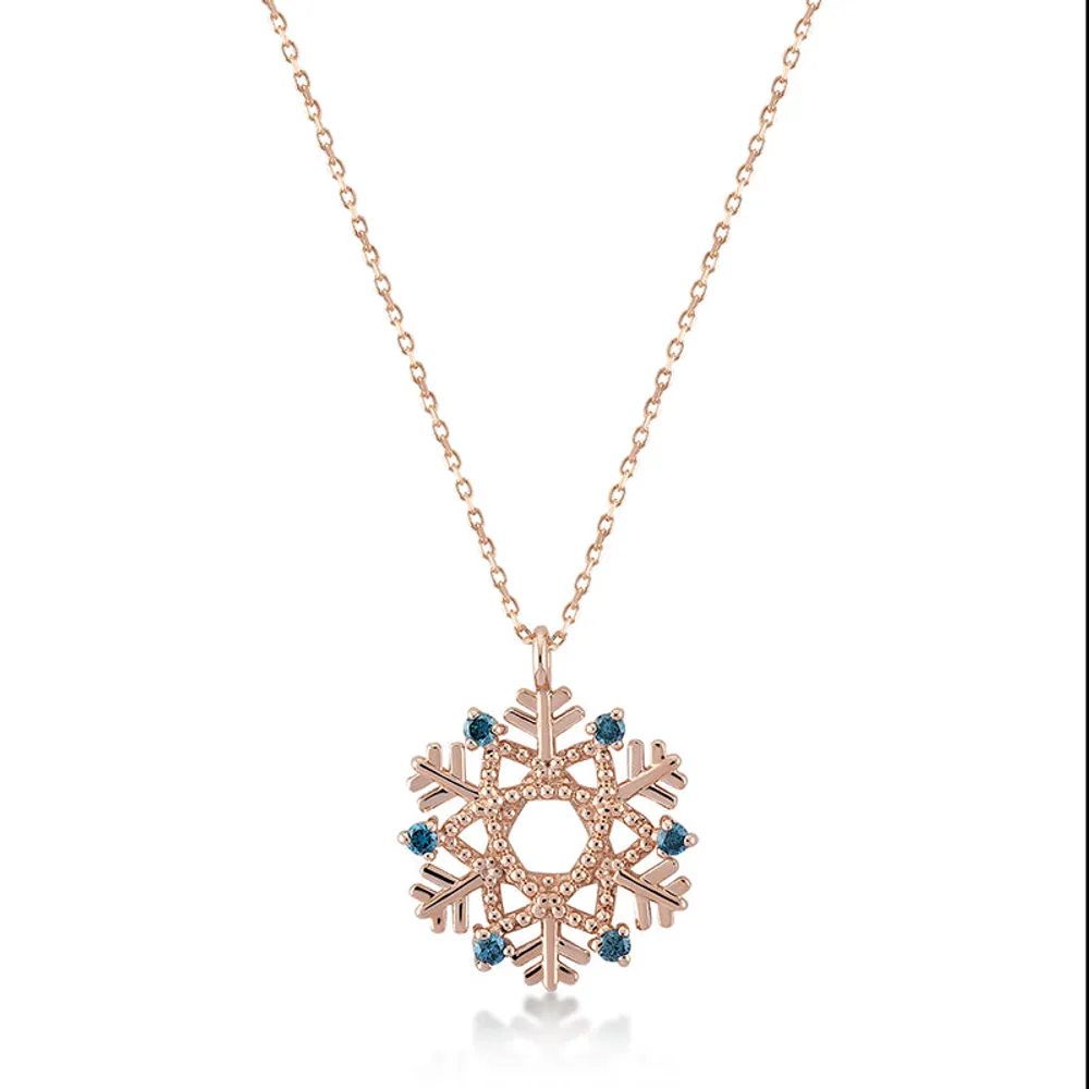 Blue Diamond Snowflake Necklace