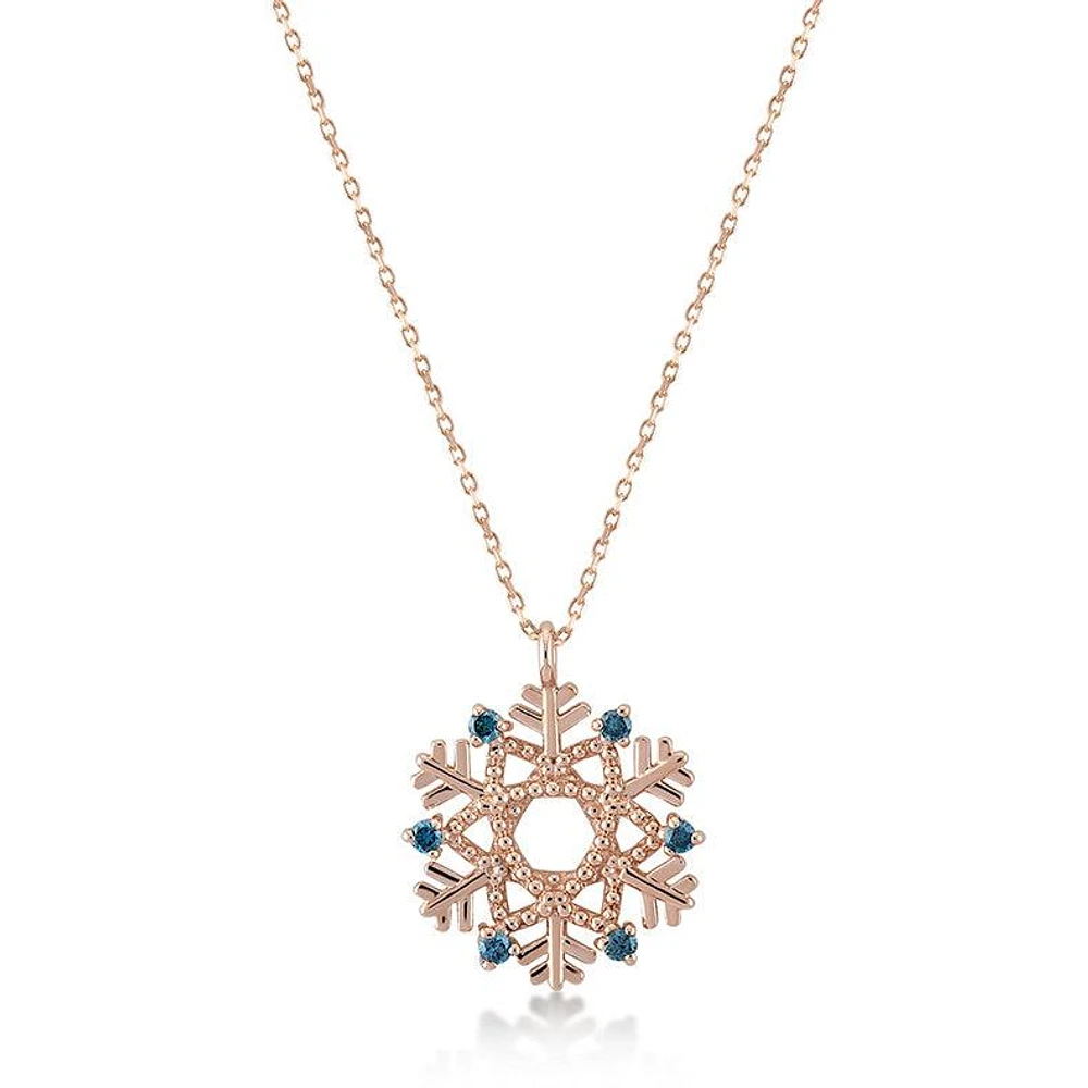 Blue Diamond Snowflake Necklace