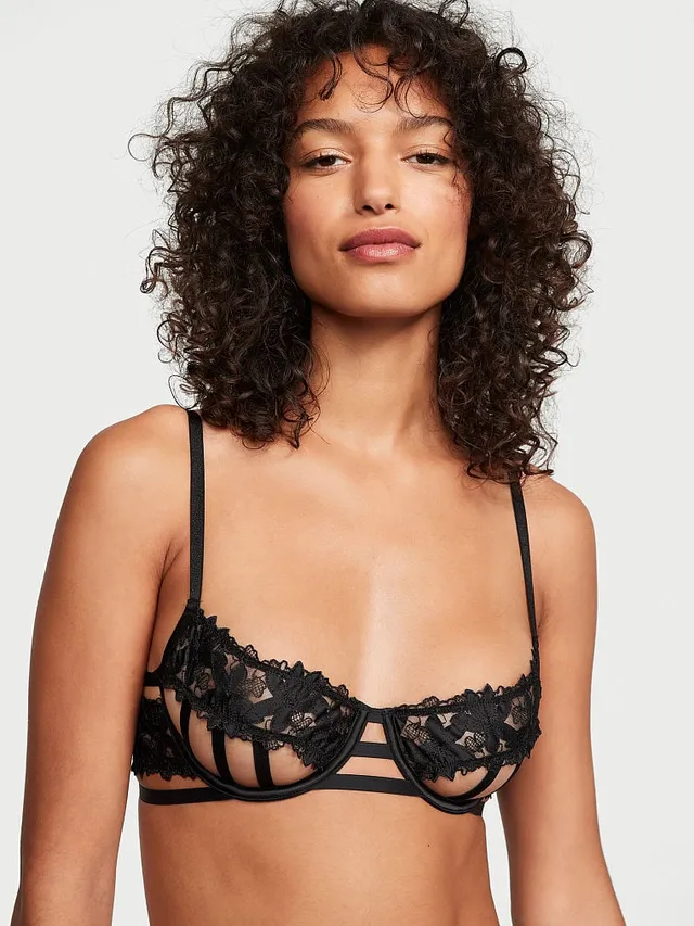 Ziggy Glam Floral Embroidery Unlined Demi Bra