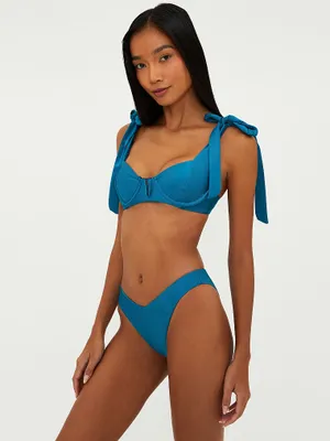 Rib-Knit Underwire Bikini Swim Top