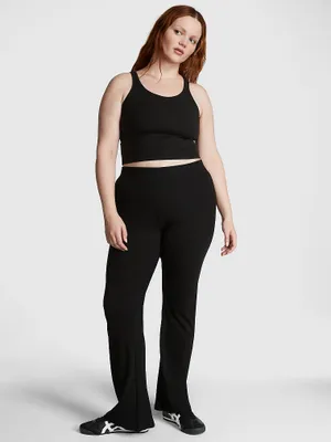Stretch Cotton Ribbed Flare Legging
