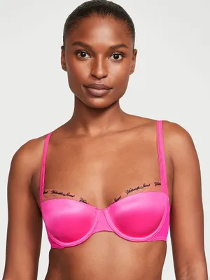 Smooth Logo Embroidery Lightly Lined Balconette Bra