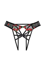 Crotchless Cherry Embroidery Open-Back Panty