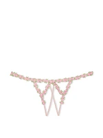 Rosebud Embroidery Crotchless V-String Panty