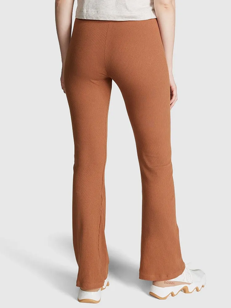 Stretch Cotton Ribbed Flare Legging