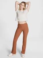 Stretch Cotton Ribbed Flare Legging