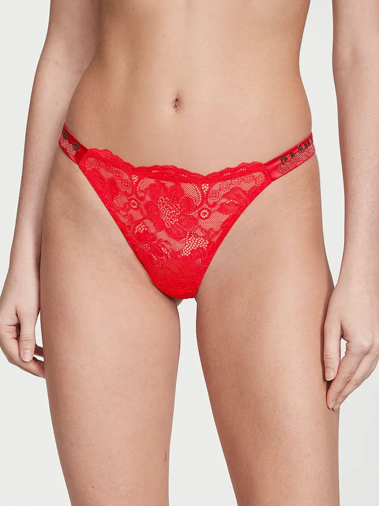 Victoria Secret shine strap swim thong new size large red