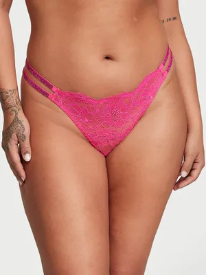 Shine Strap Rose Lace Thong Panty