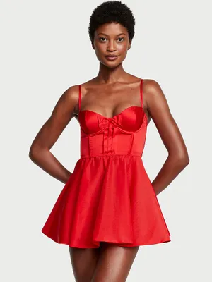 Bow-Topped Bustier Slip Dress