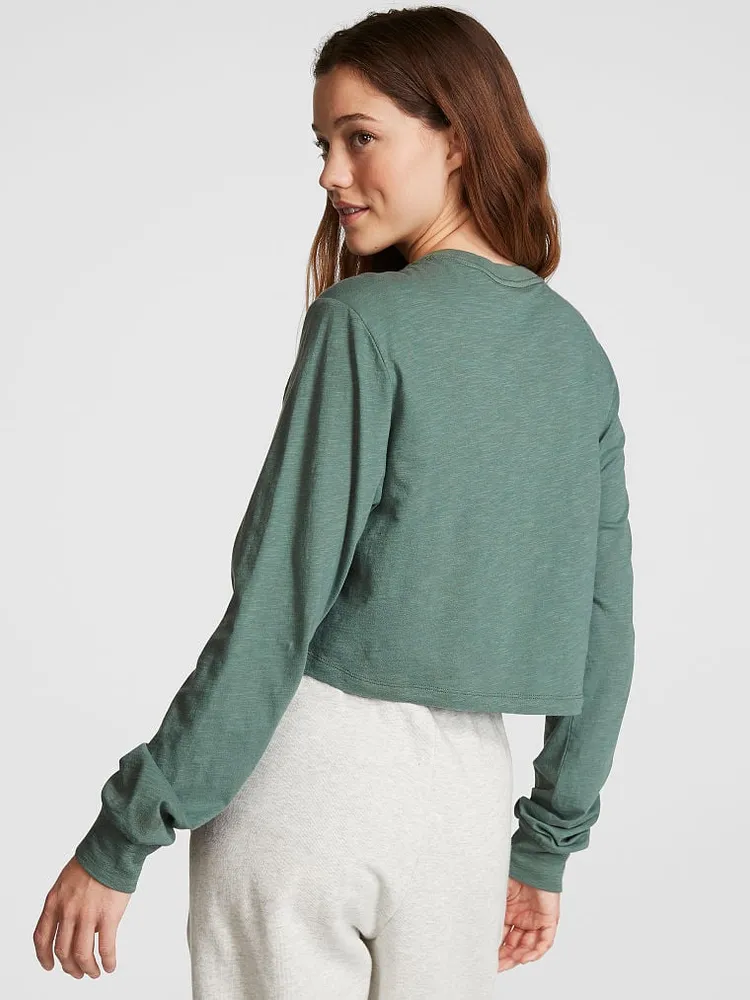 Premium Cotton Cropped Long-Sleeve T-Shirt