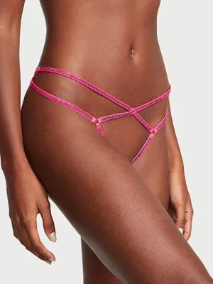 Crotchless Shine Strappy Thong Panty