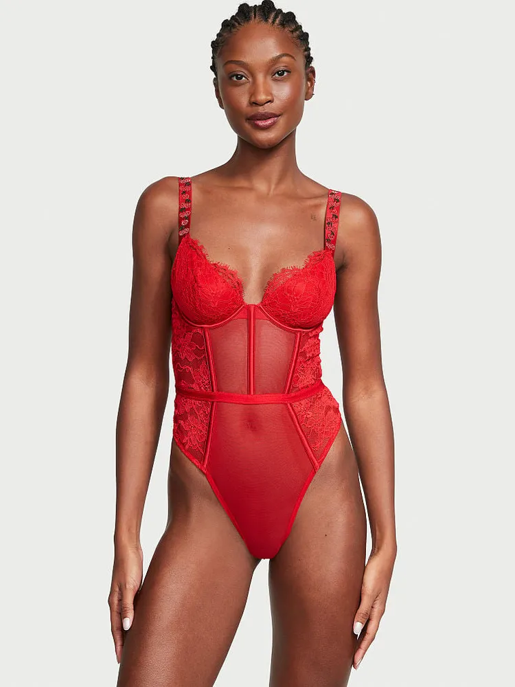 Vs Lightly Lined Demi Lace Teddy