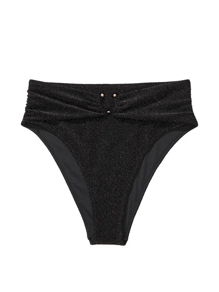 Shimmer High-Waist Cheeky Bikini Bottom