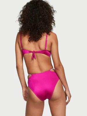 Shine Strap High-Waist Full-Coverage Bikini Bottom