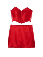 Cheeky Heart Bustier Open-Back Mini Skirt Set
