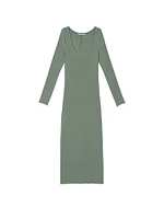 Ribbed Modal Long-Sleeve Slip Dress