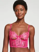 Wicked Shimmer Heart Embroidery Open-Cup Corset Top