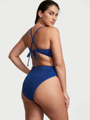 Shimmer High-Waist Cheeky Bikini Bottom