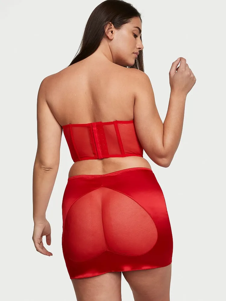 Cheeky Heart Bustier Open-Back Mini Skirt Set