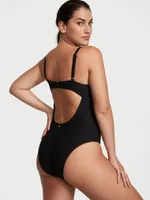 Twist-Front Removable Push-Up One-Piece Swimsuit