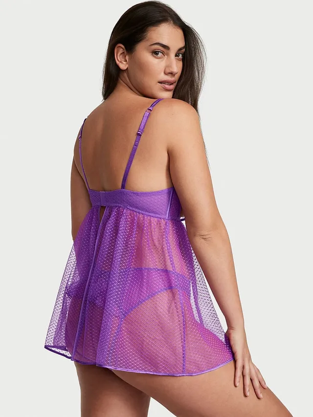 Vs Peekaboo Mesh Open-Cup Babydoll Set