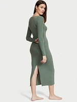 Ribbed Modal Long-Sleeve Slip Dress