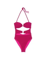 Shimmer Cut-Out Bandeau One-Piece Swimsuit