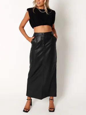 Jade Vegan Leather Column Skirt